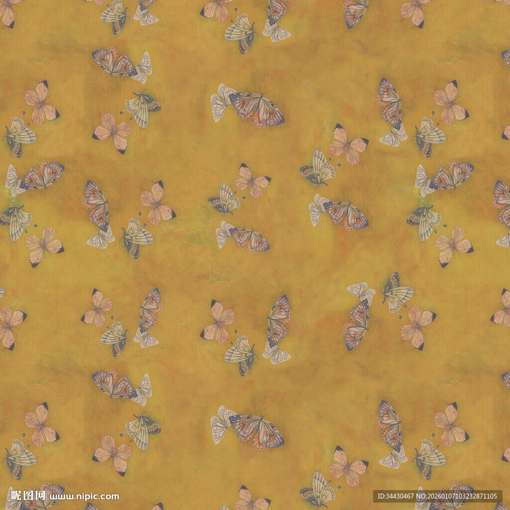 黄色花卉图案背景纹理