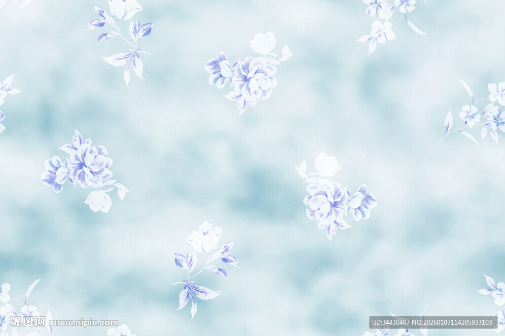 淡蓝花卉背景纹理图案