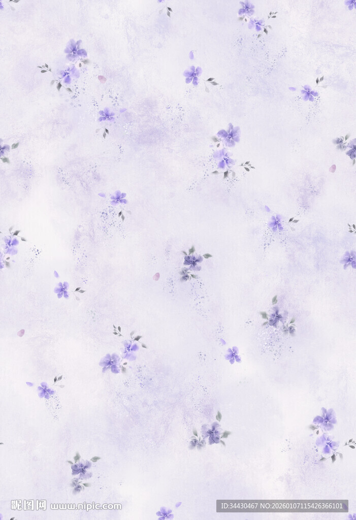 淡紫色花卉图案布料纹理