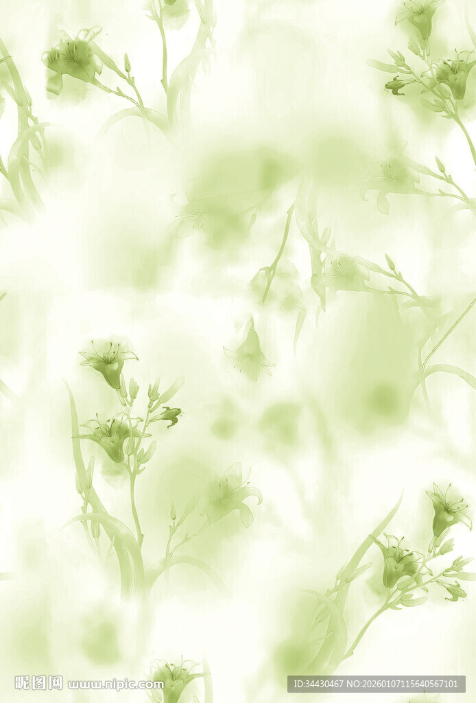 淡绿色梦幻花卉背景图