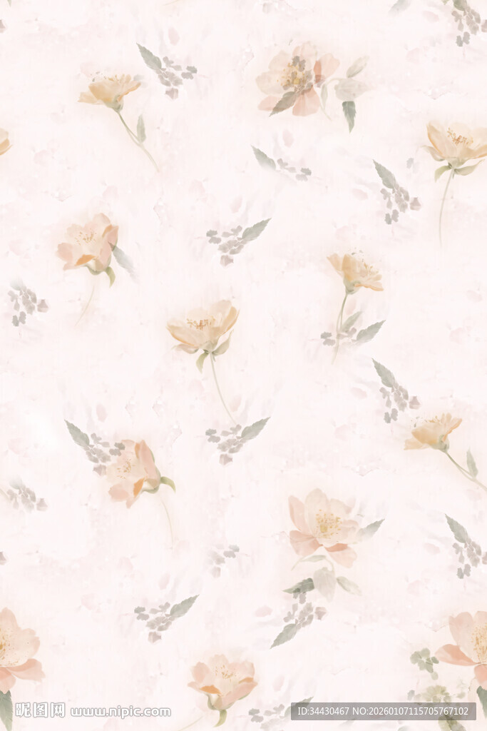 淡雅花卉飞鸟图案背景