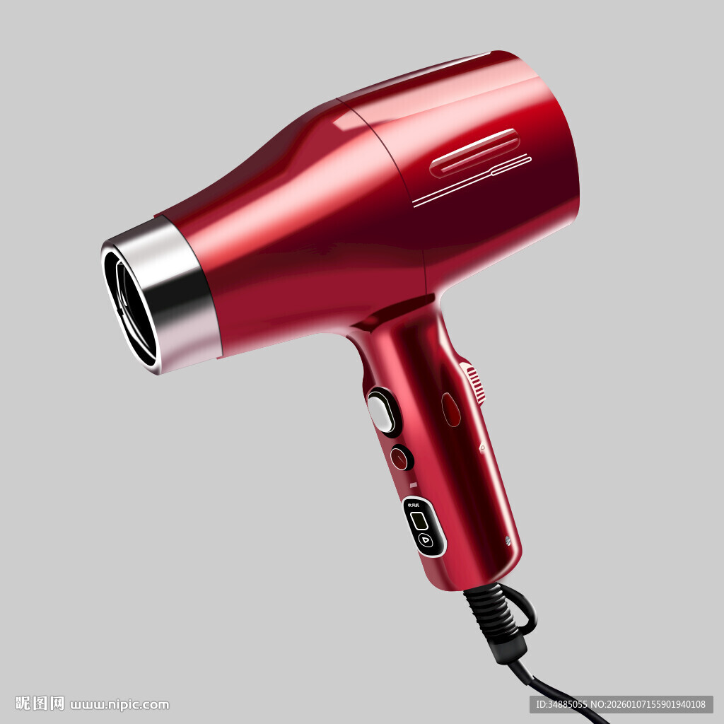红色家用吹风机PS鼠绘源文件
