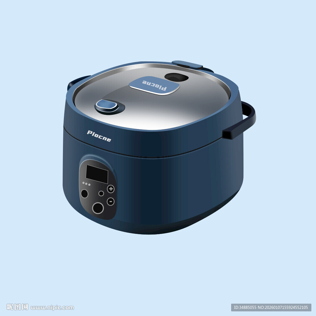 蓝色智能电饭煲鼠绘PS
