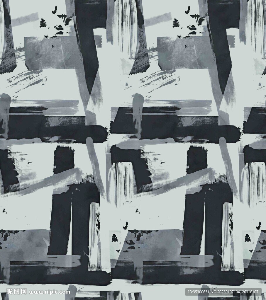 黑白几何抽象图案纹理印花