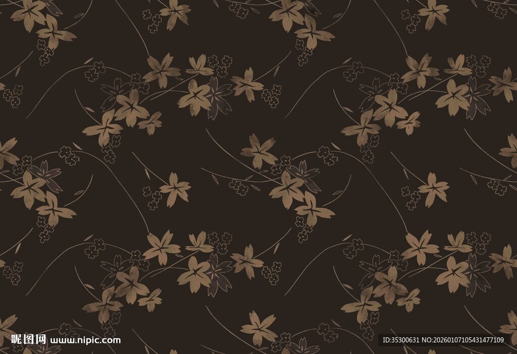 深底金色碎花图案布料