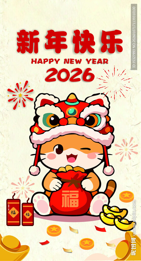 虎年萌娃贺岁图