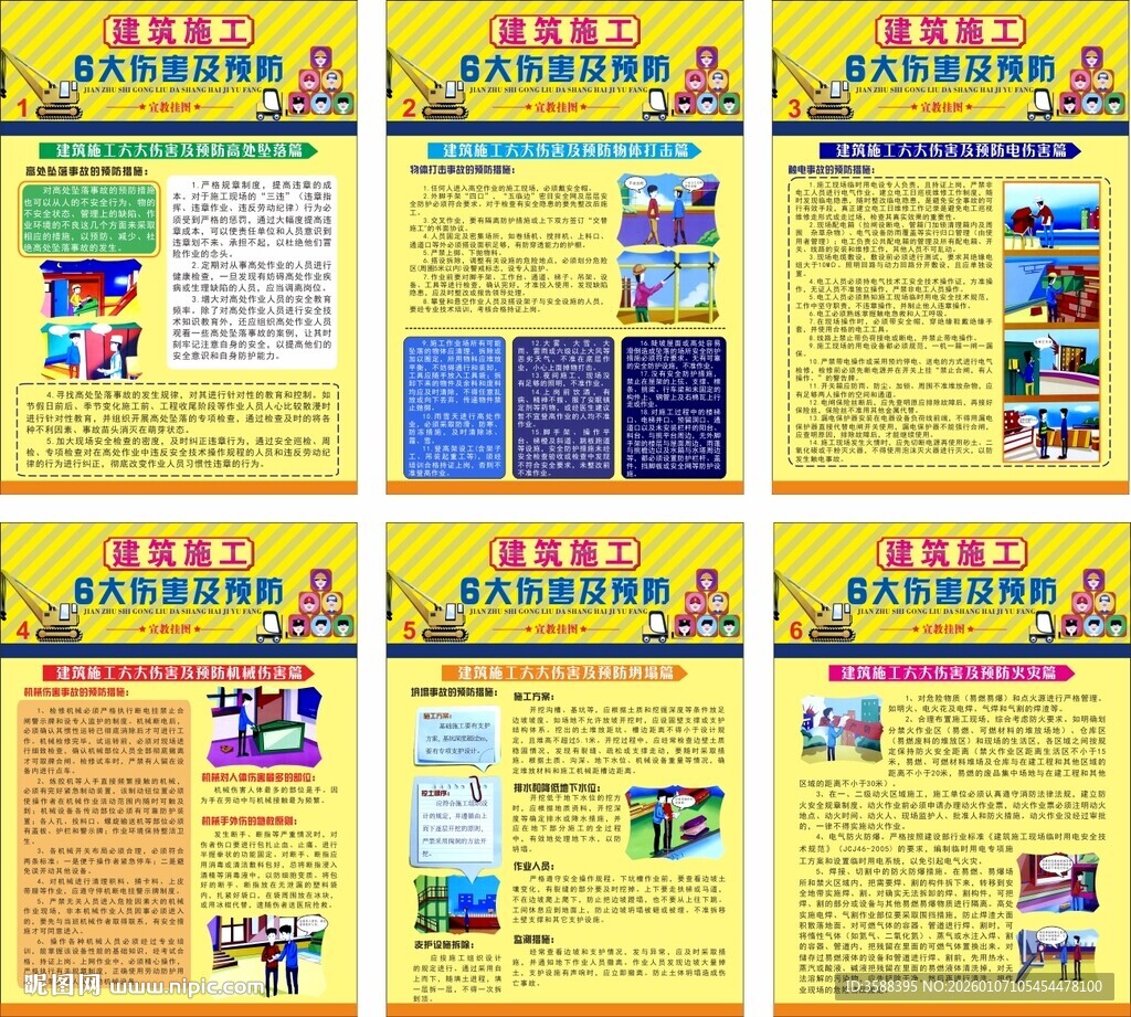 建筑施工6大伤害及预防挂图