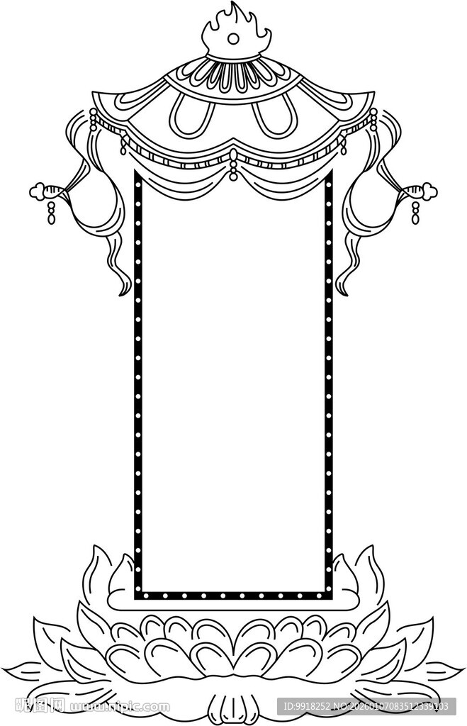 莲花灵位古典中式边框装饰图案