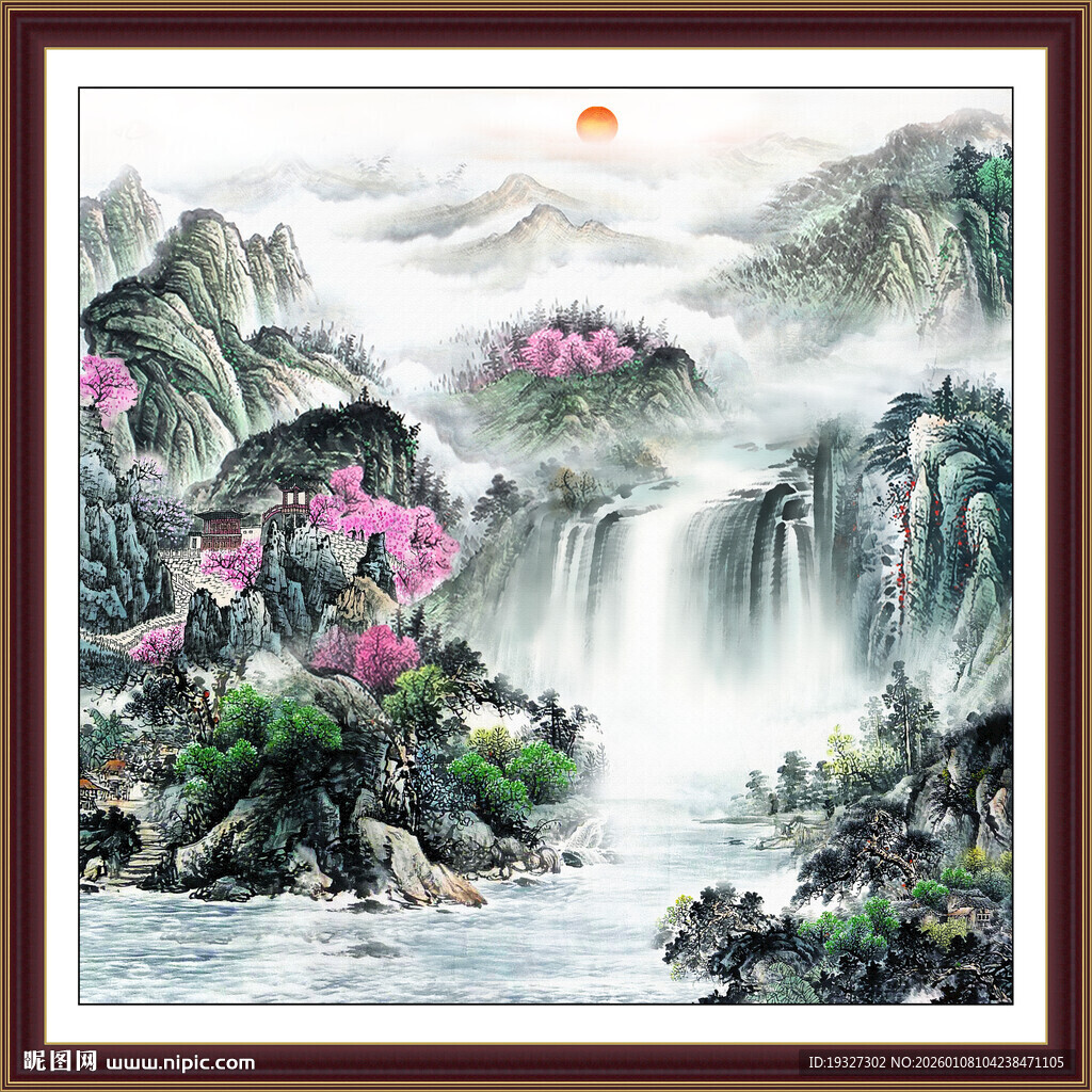 国画江山如画大厅山水画