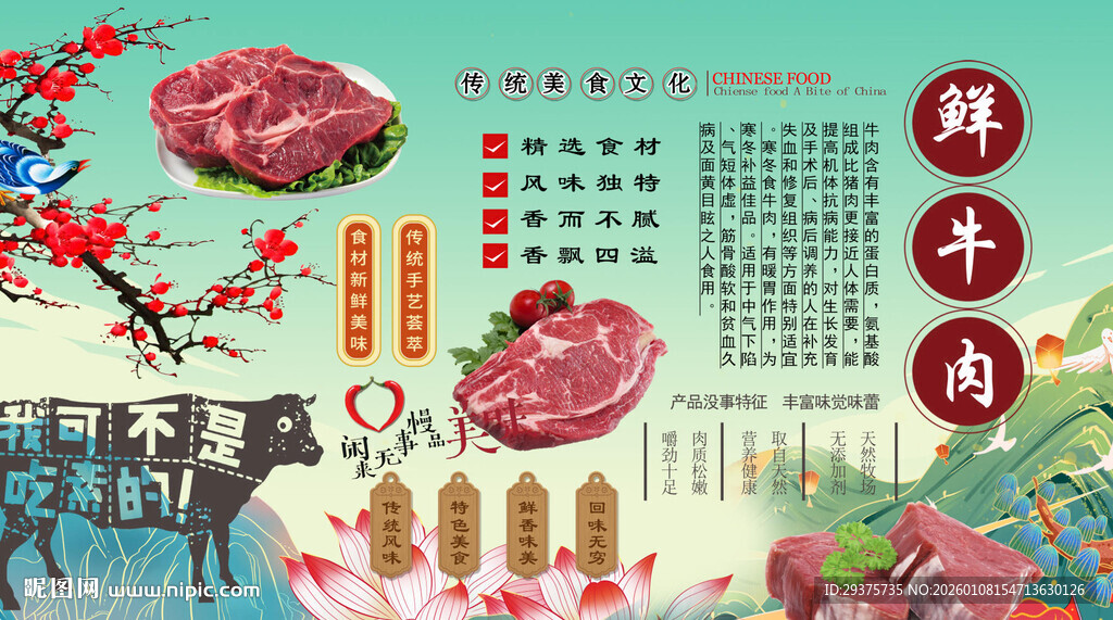 鲜牛肉背景墙