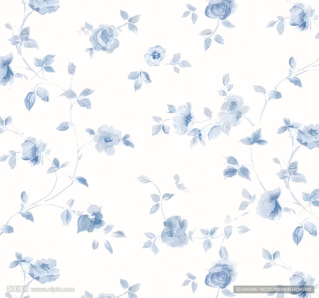 蓝白花卉图案背景