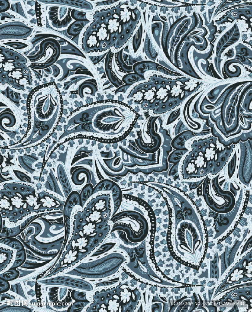 复古佩斯利花纹图案