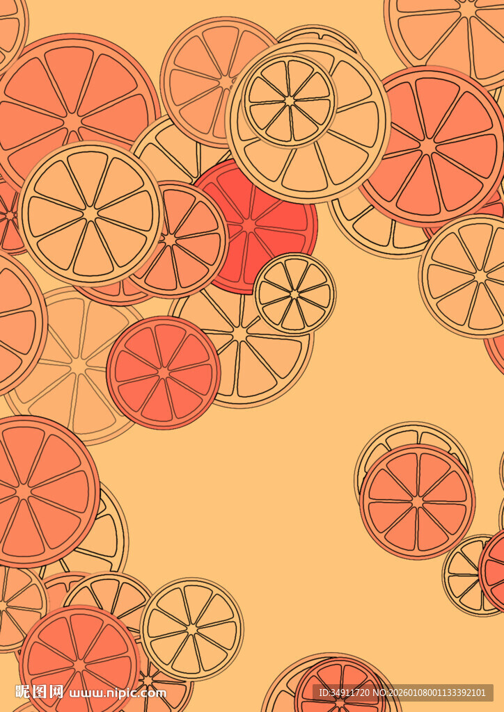 橙色水果切片图案背景