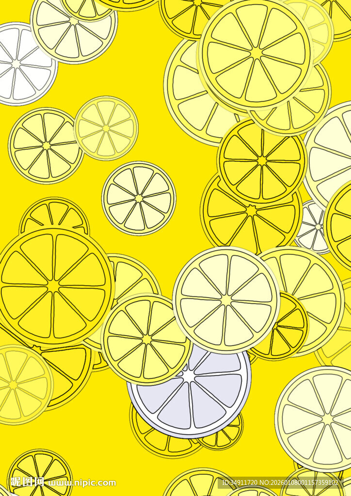 柠檬切片图案背景