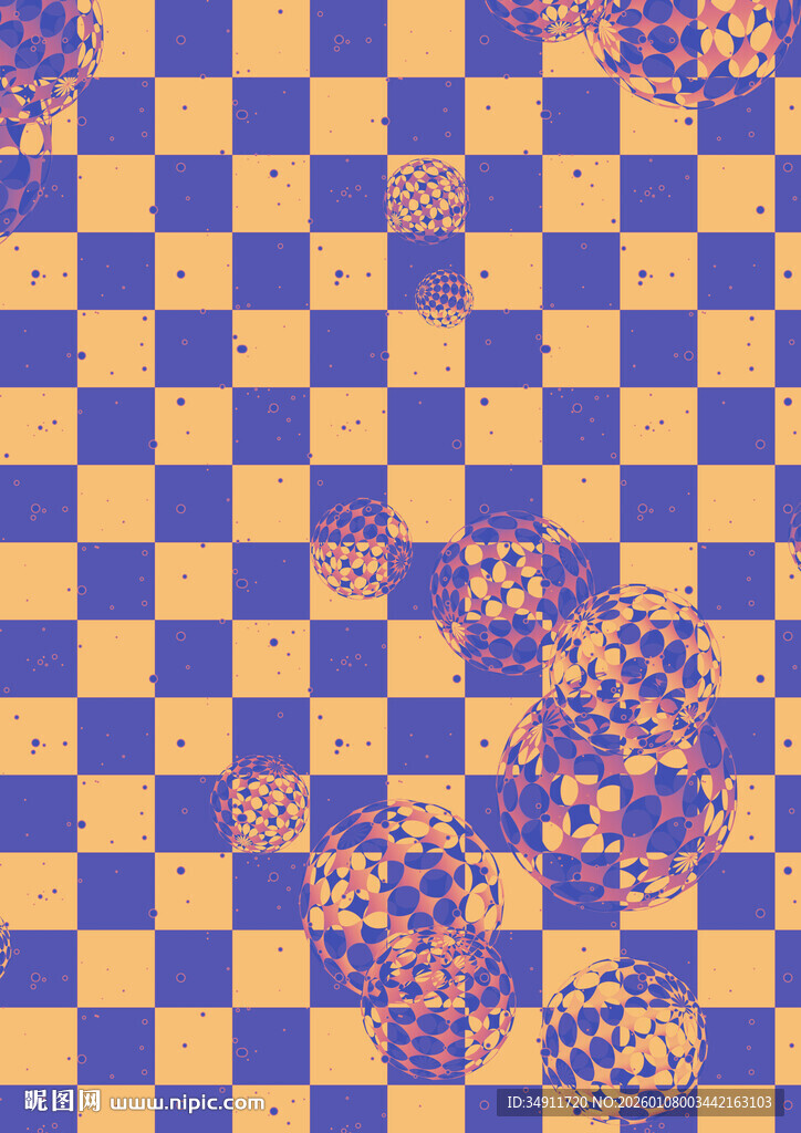 蓝黄格子图案背景纹理