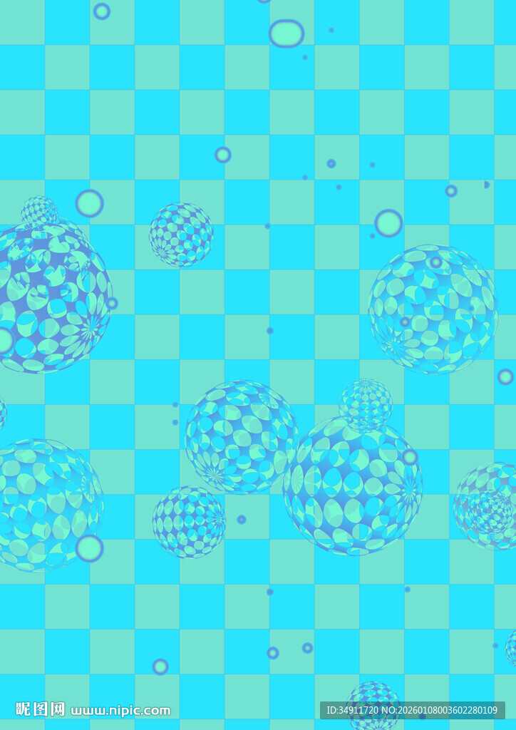 蓝色透明气泡图案背景