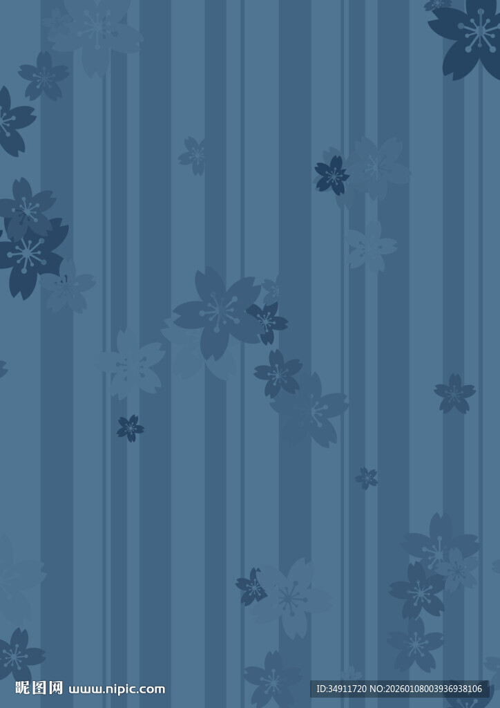 蓝色条纹花朵图案背景