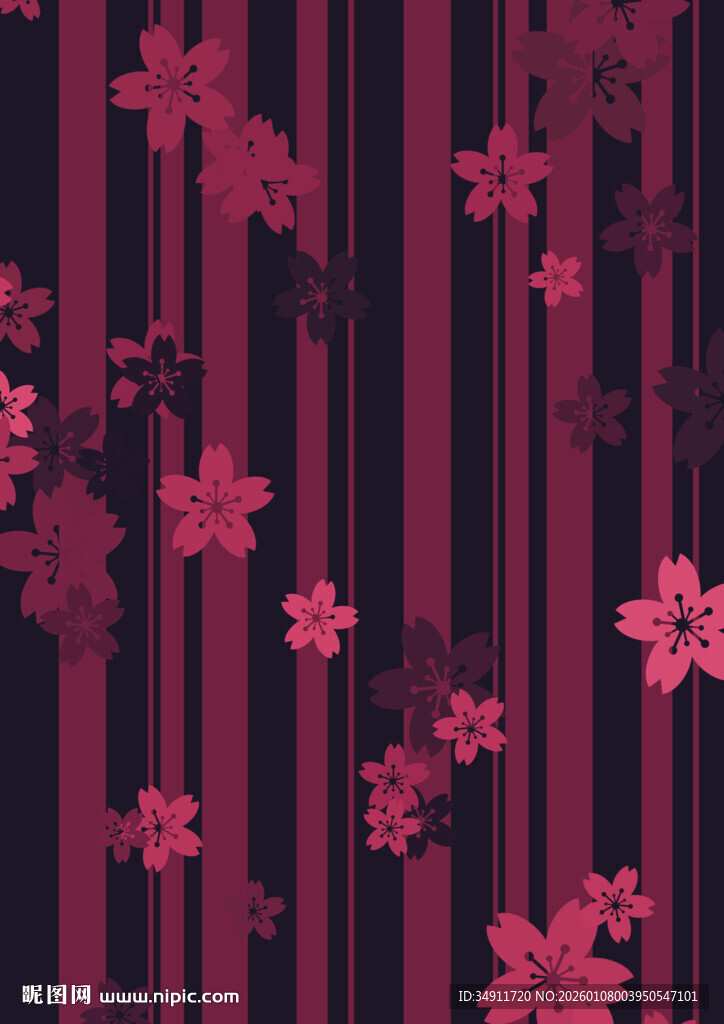 紫粉条纹花卉图案背景
