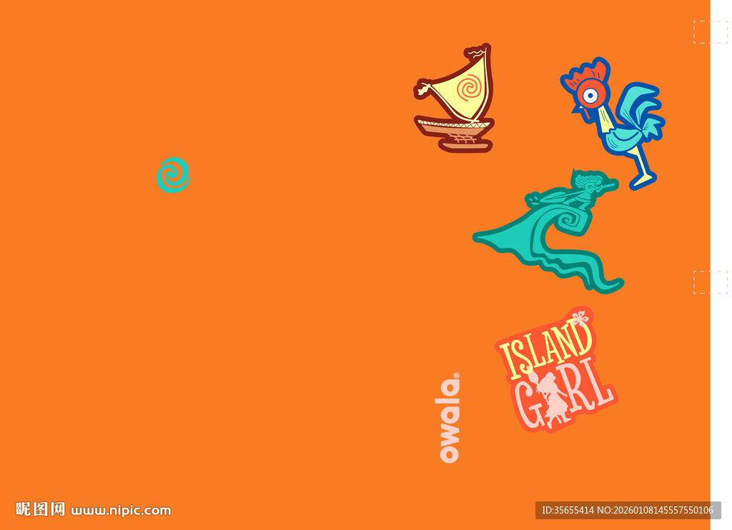 橙色背景趣味图案插画