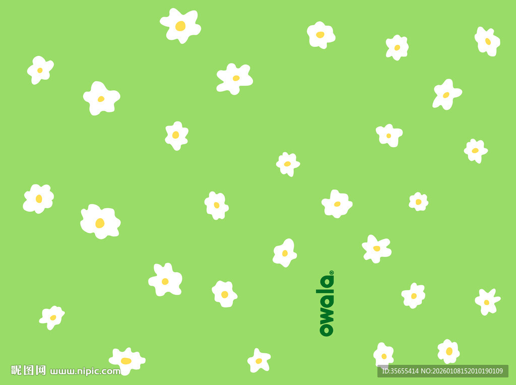 绿色背景上的白色小花