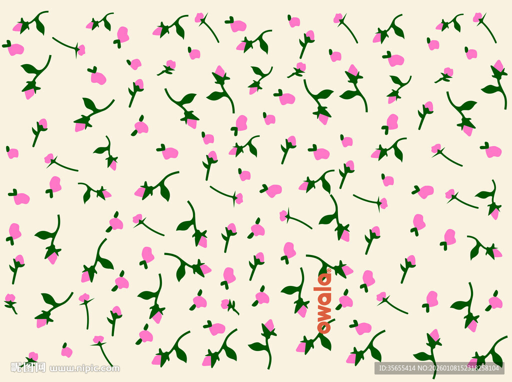 粉色花卉绿叶图案背景