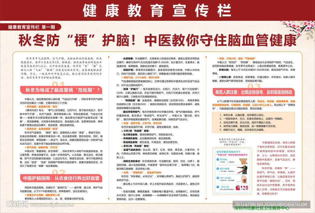 秋冬防梗护脑  秋冬板报