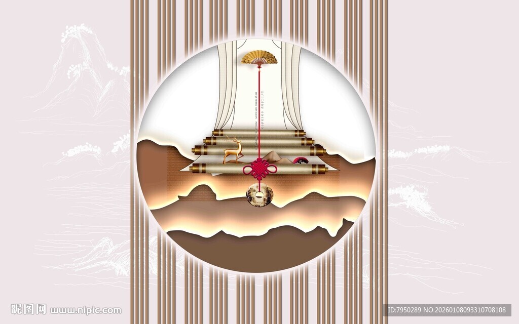 中式建筑风景插画