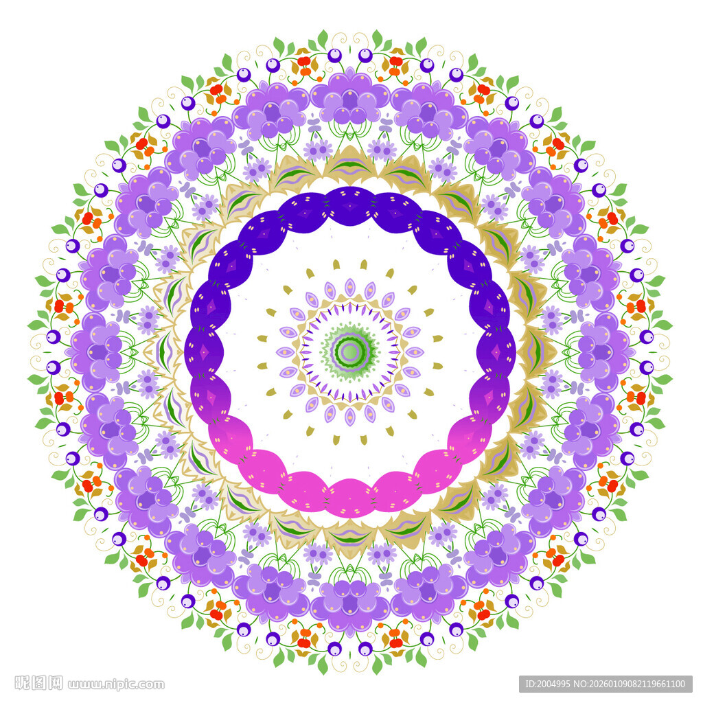多彩花卉曼陀罗图案
