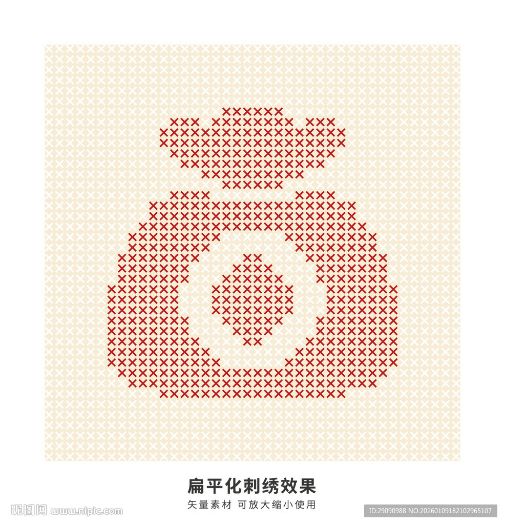 新年福袋刺绣效果设计