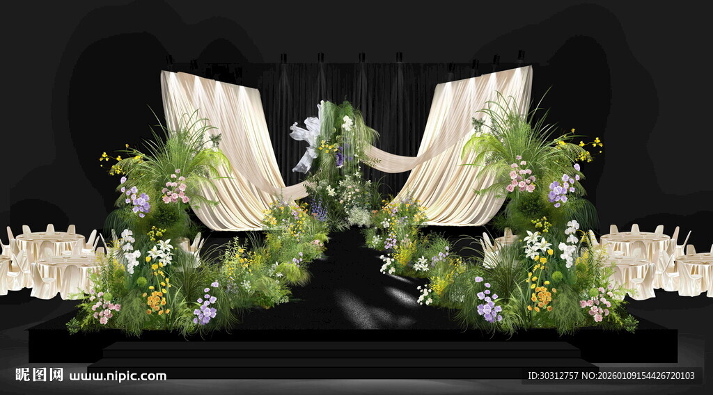 黑白主题花卉装饰布置