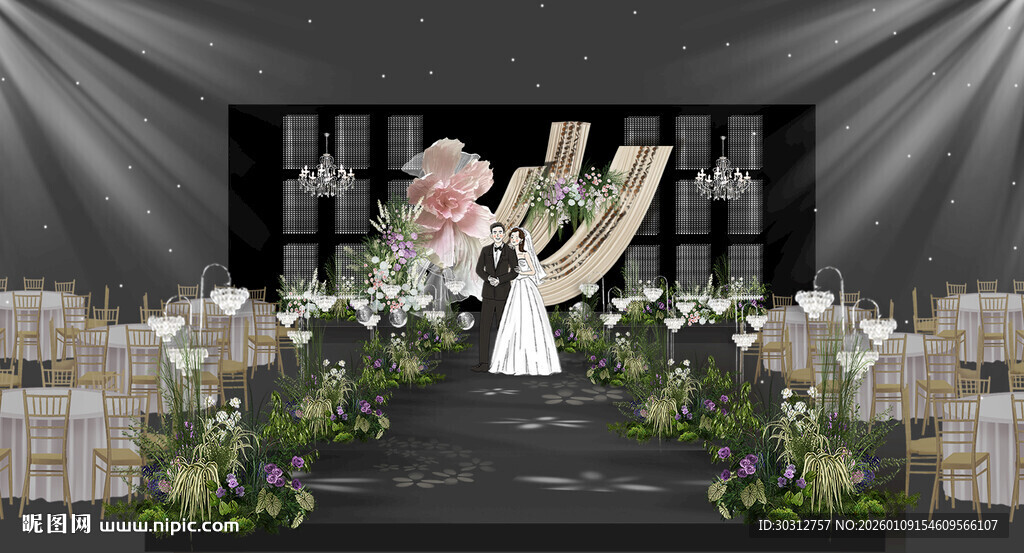 浪漫白色系婚礼场地布置