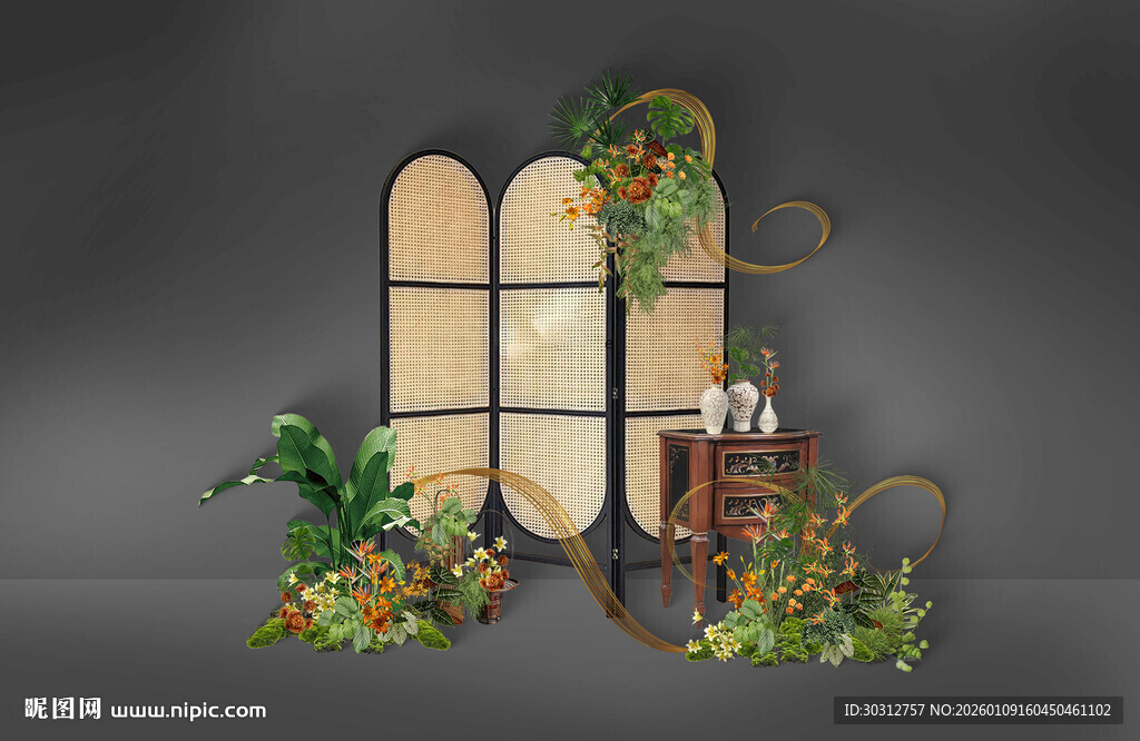 复古绿植装饰场景布置