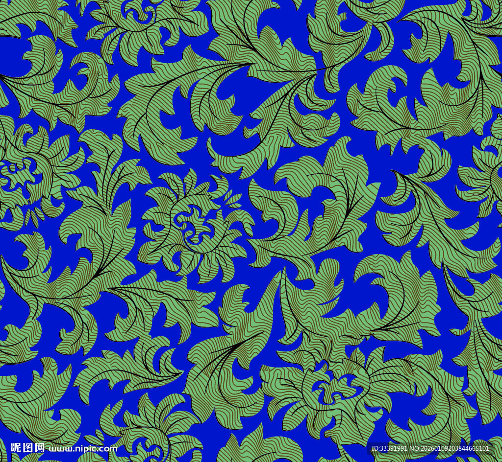 蓝绿交织的精美花纹图案