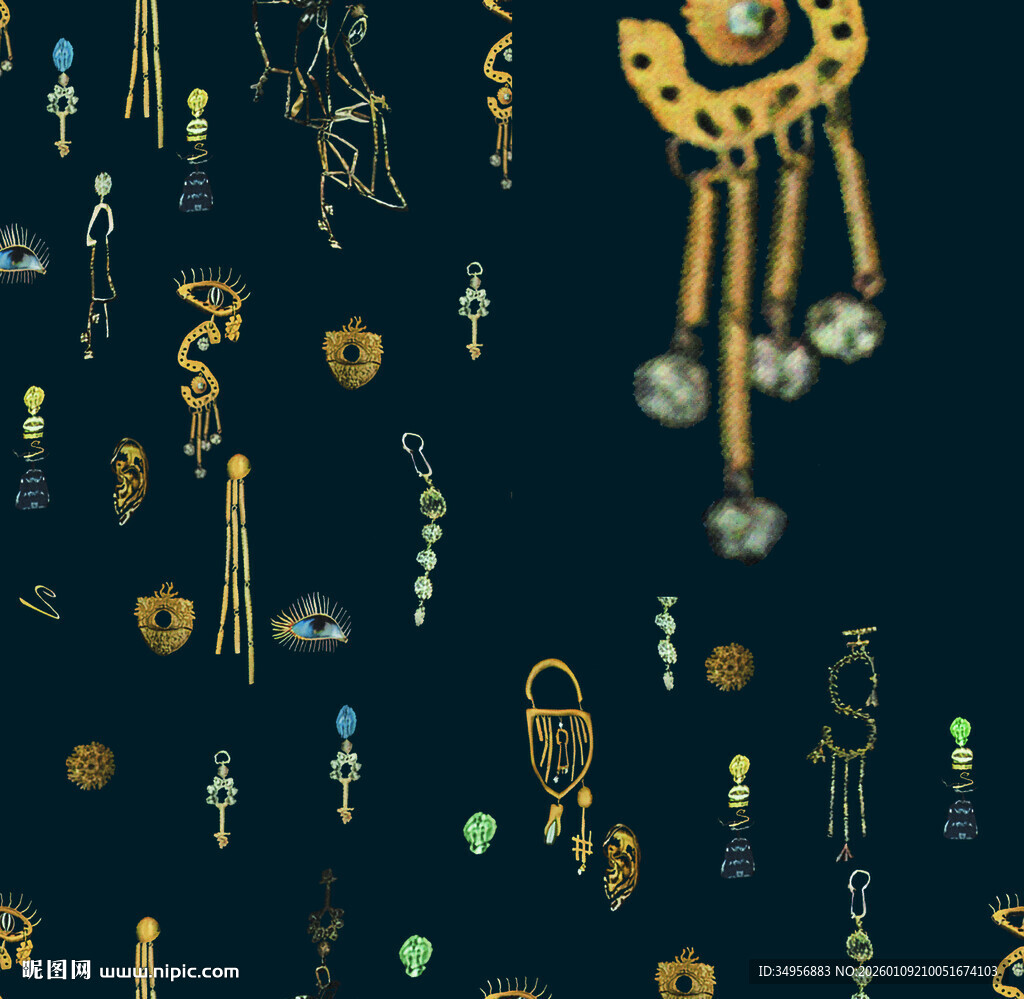 复古风珠宝饰品 扣的