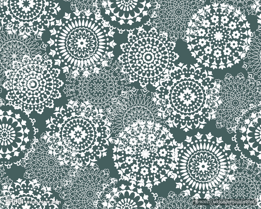 蓝白花卉图案纹理背景