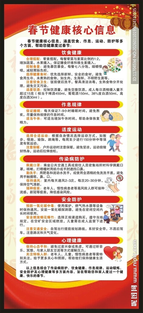 春节健康教育知识展架