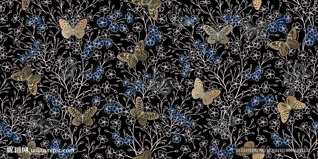 花卉蝴蝶图案纹理背景