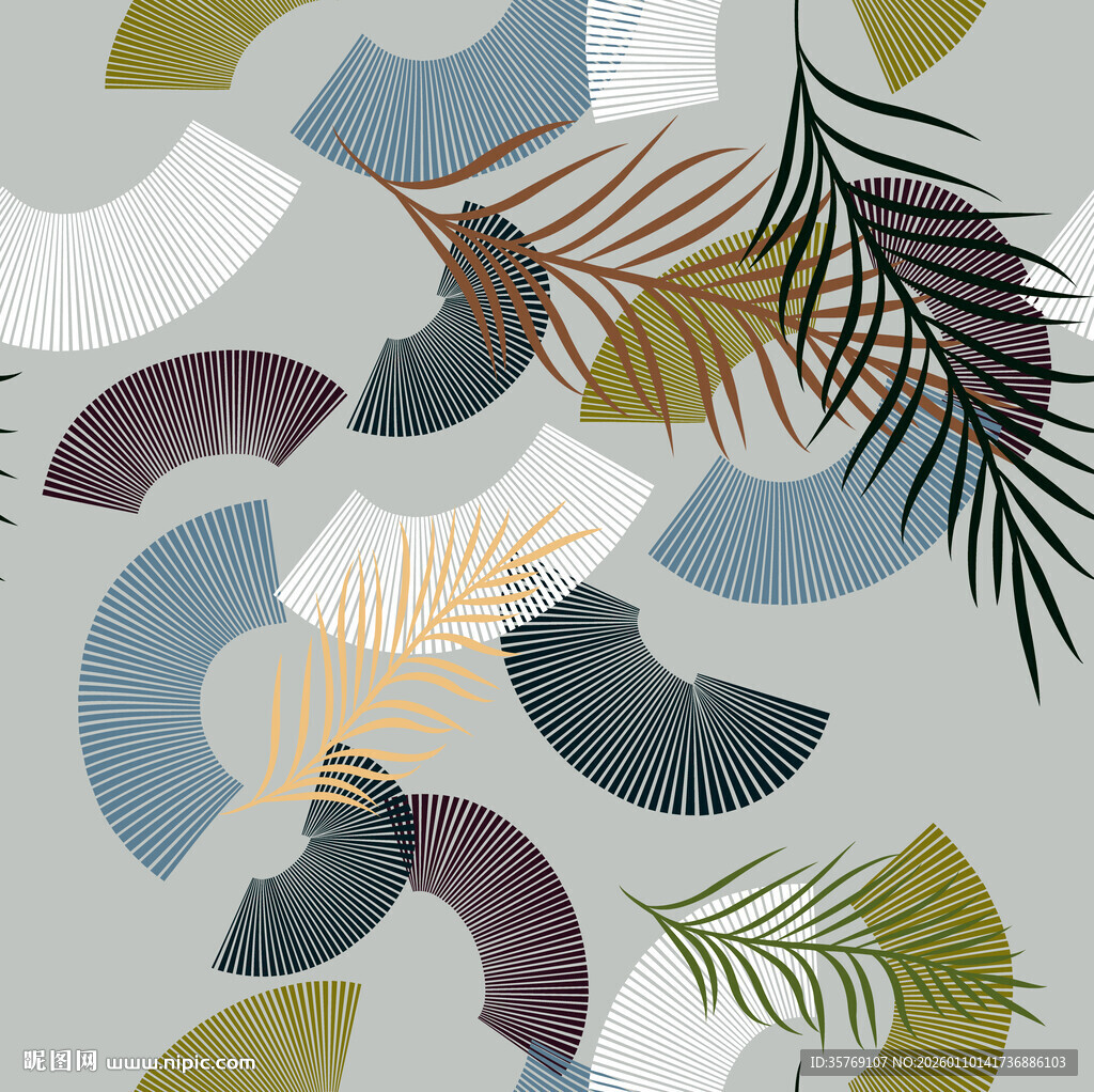 抽象植物几何图案背景