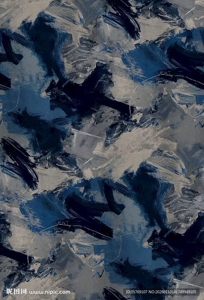 蓝灰抽象水墨纹理图案
