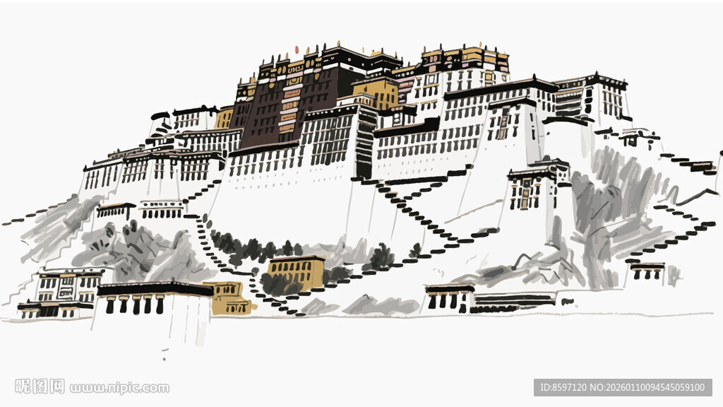 拉萨中国风插画