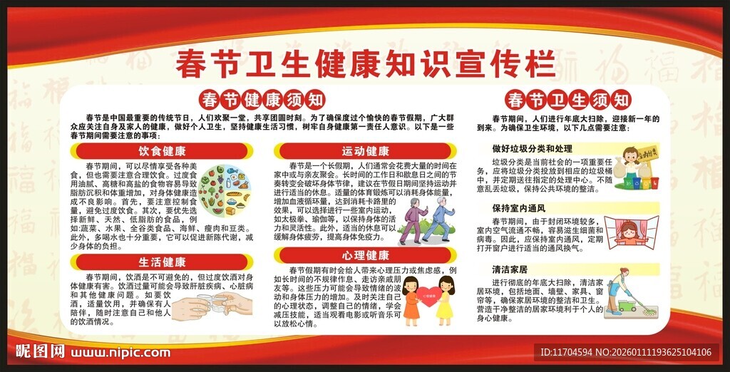 春节健康教育知识宣传栏