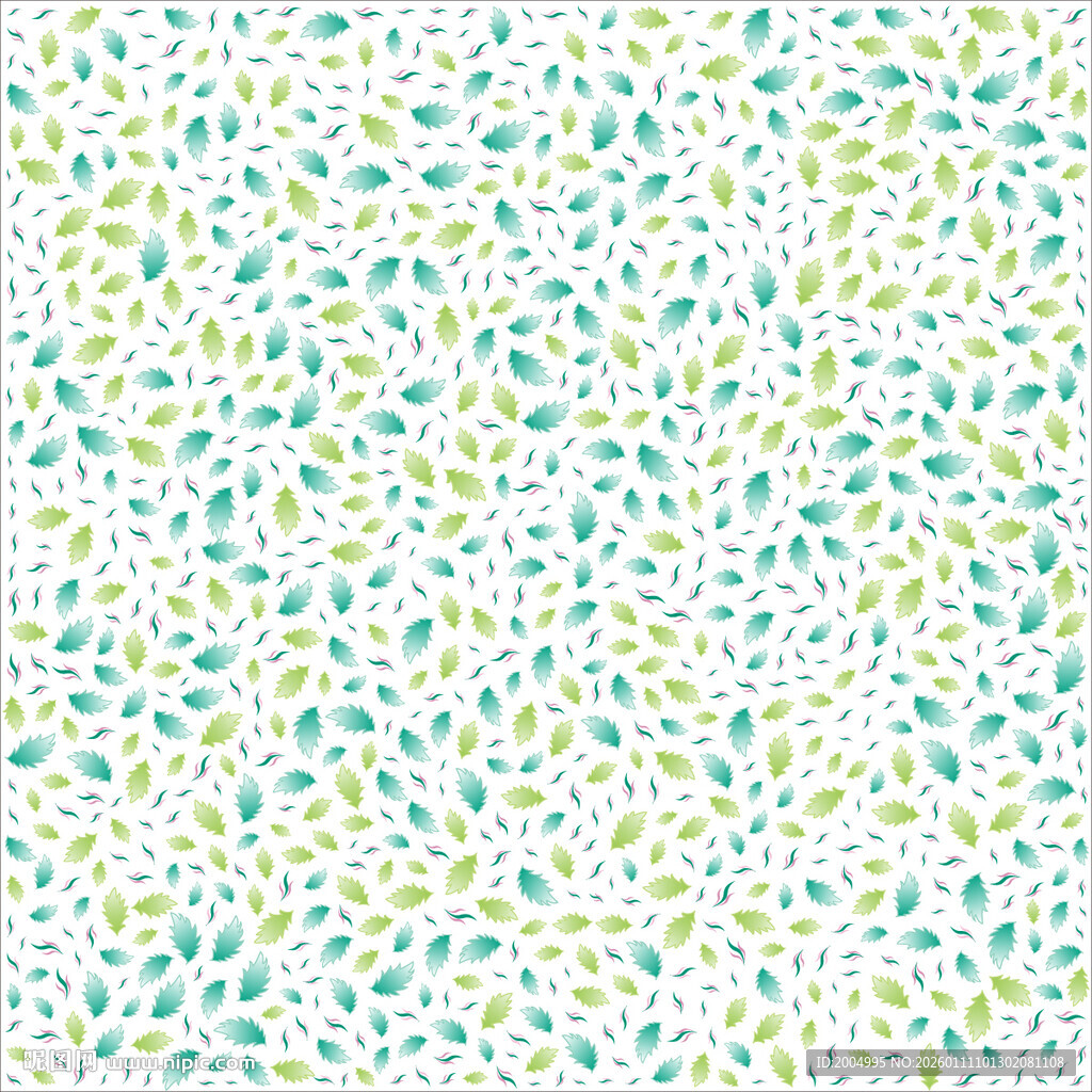 清新多彩点状叶子小碎花