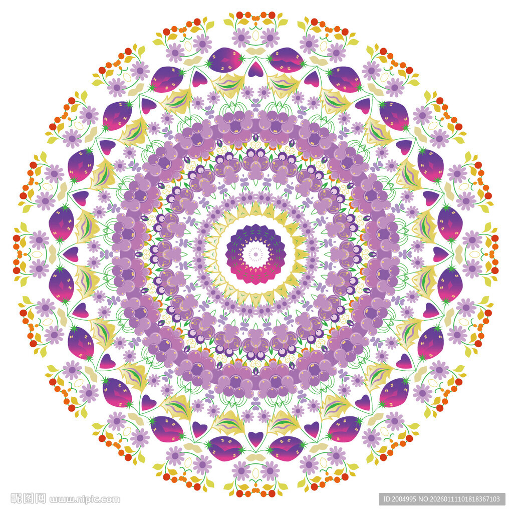 紫色花卉图案曼陀罗