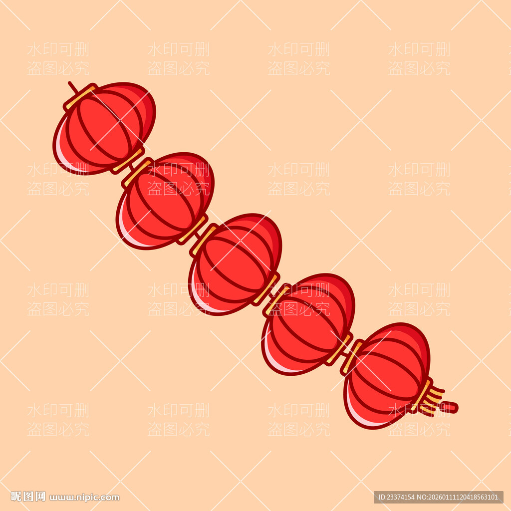 一串红灯笼装饰图案