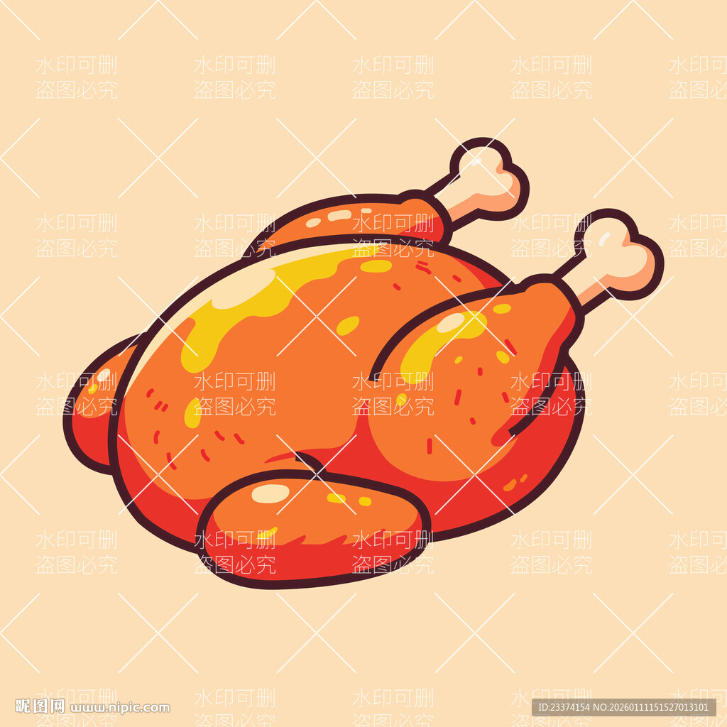 卡通烧鸡插画