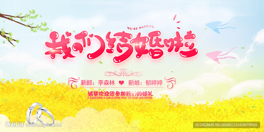 梦幻浪漫结婚背景墙