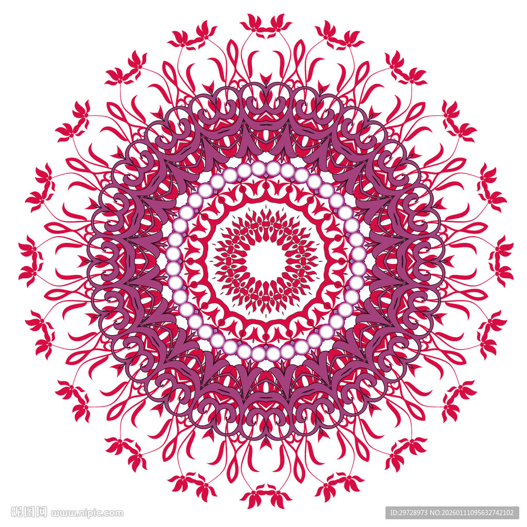 圆形红色装饰花纹