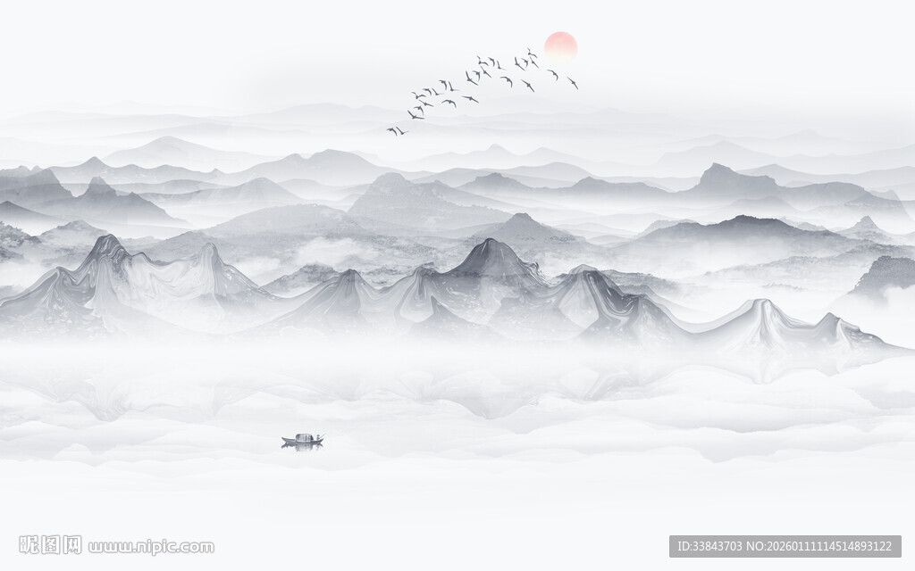 新中式水墨山水画