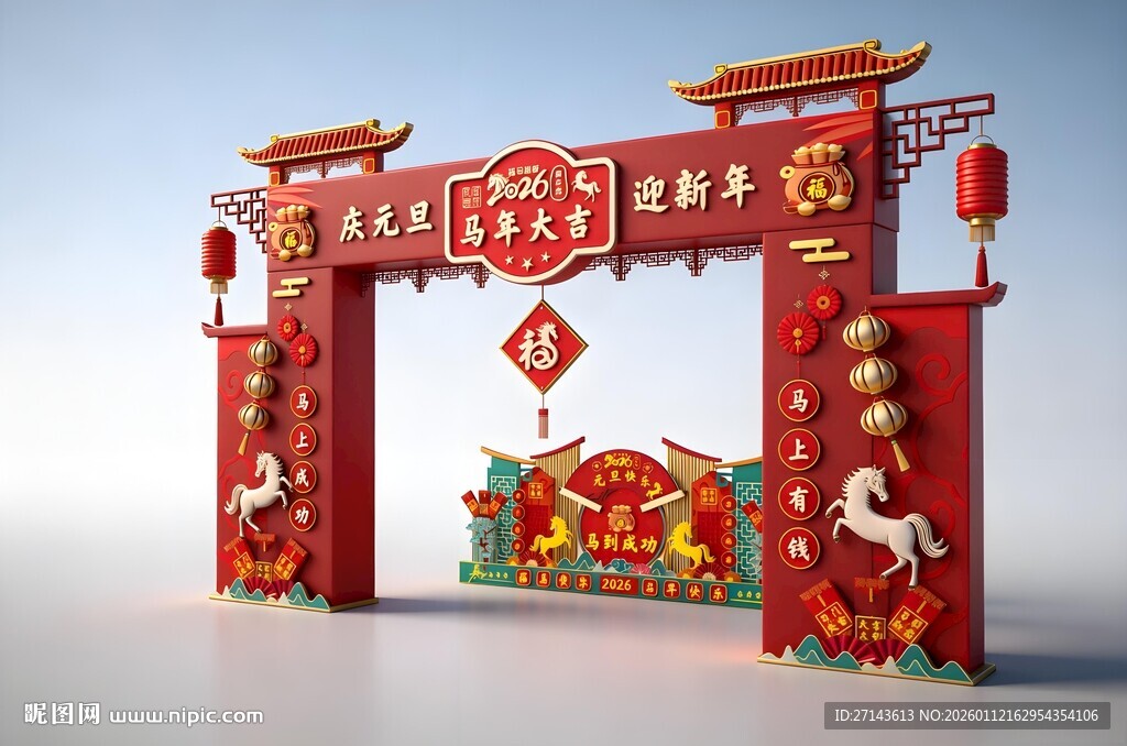 中式新年拱门装饰场景