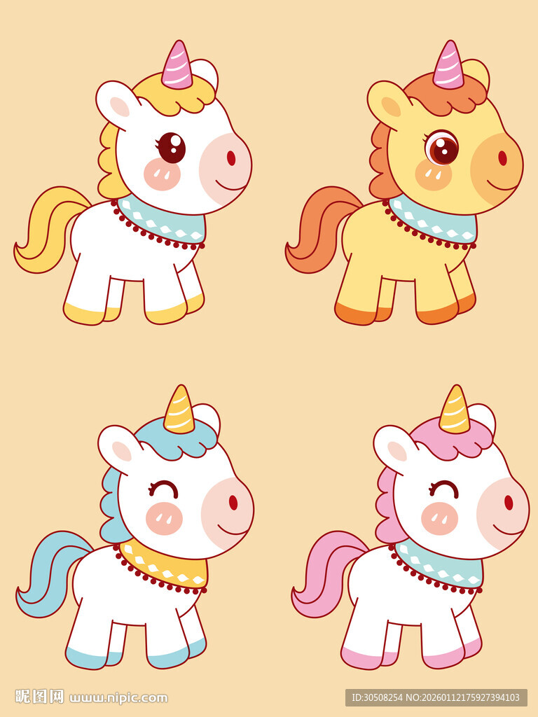 可爱独角兽卡通形象集合